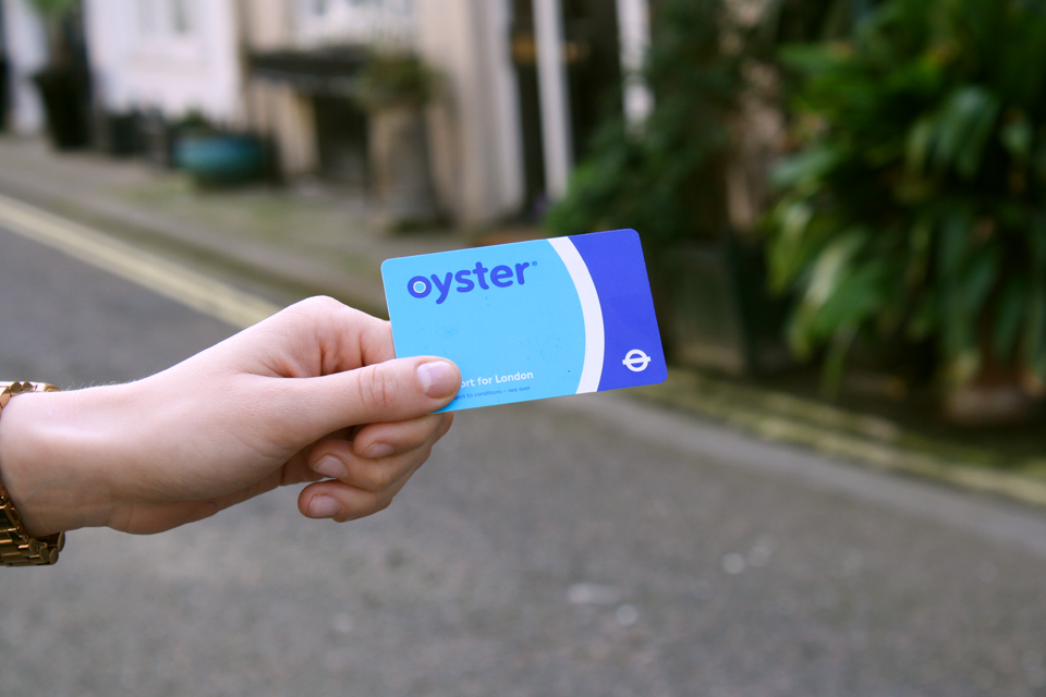 An Oyster Card used for contactless travel payment